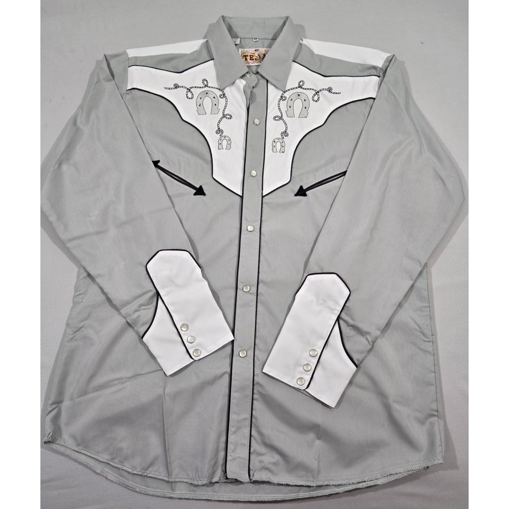 Tejas Men's Cowboy Western Shirt, Grey, Medium